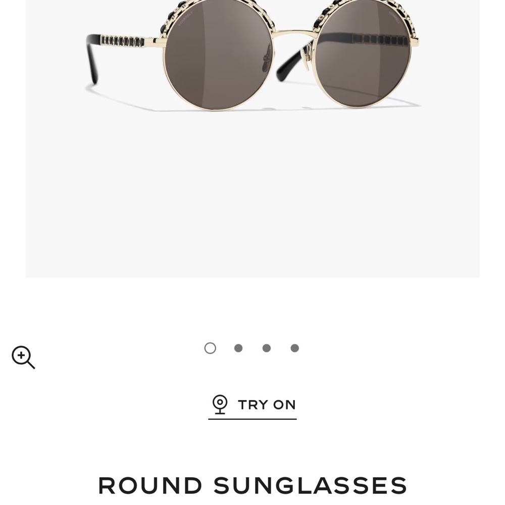 CHANEL Gold and Black Round Sunglasses